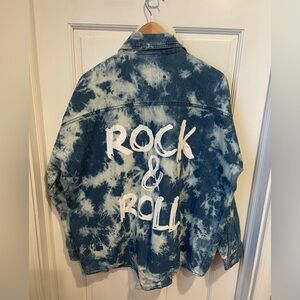 Elan Women’s Blue Tie-Dye Rock and Roll Denim Jacket M